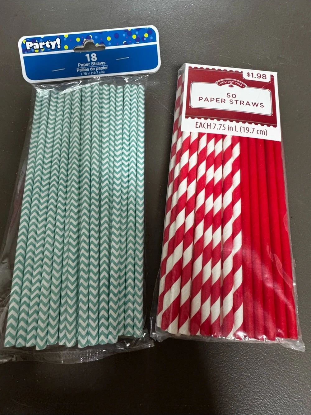 Teal Chevron & Red Stripe Paper Straws - Dual Pack